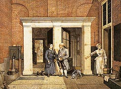 Haarlem kende in de 18de eeuw het Proveniershuis in de Grote Houtstraat, hier op een aquarel van H.P. Schouten uit 1795.