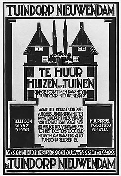 Een advertentie uit de jaren twintig voor het tuindorp Nieuwendam in Amsterdam-Noord.