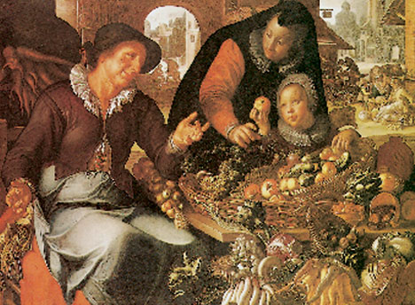 ‘De groentenvrouw’ van J. Wittewael uit omstreeks 1618.